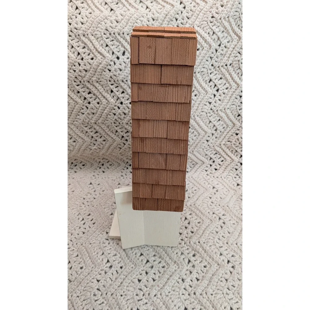 Handmade Wooden A-Frame House Shadow Box Wall Shelf Shingle Roof Cream 15in